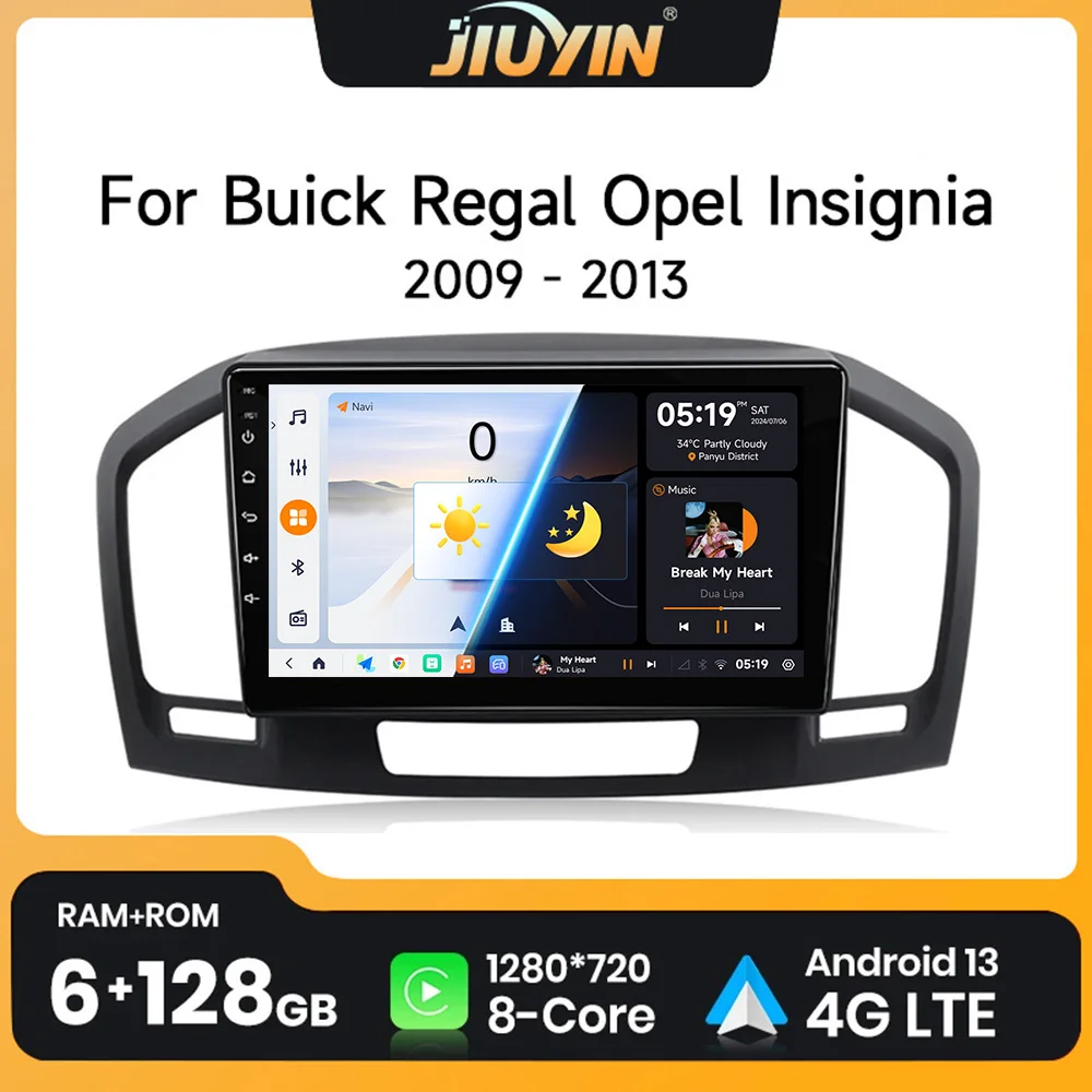 JIUYIN autoradio For Buick Regal Opel Insignia 2009 - 2013 sans fil CarPlay Android 13 Auto systèmes intelligents auto Lect