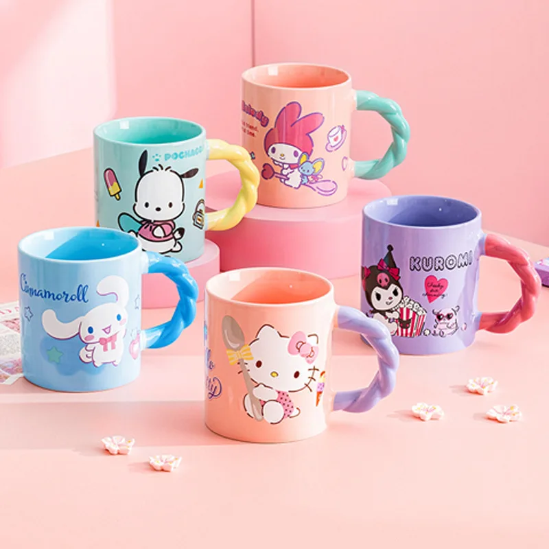 

Керамическая кружка Sanrio Hello Kitty, бытовая чашка Kuromi, высококачественная Kawaii Cinnamoroll, чашка для кофе с молоком, подарок на праздник