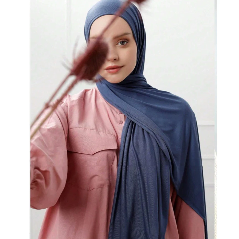 Sciarpa Hijab in jersey classico Sciarpe tinta unita in tinta unita Foulard avvolgente per la testa per donna