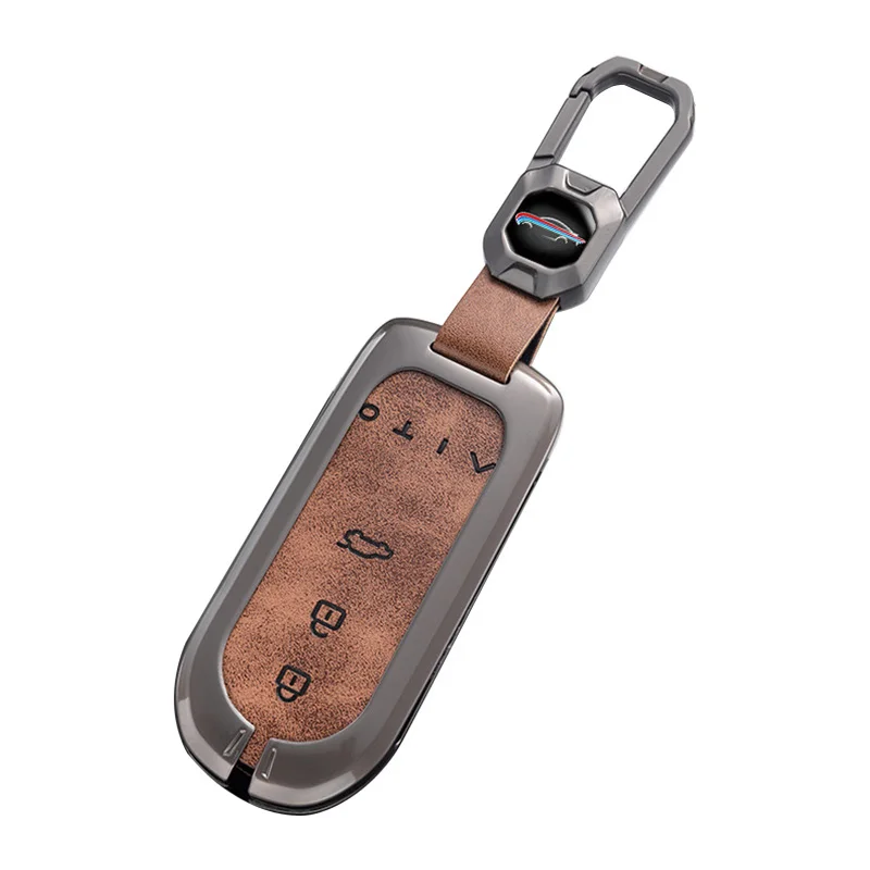 

Zinc Alloy Leather Car Key Case for AITO M5 M7 Remote Protection Cover Bag Shell Keychain Holder Fob Auto Accessories
