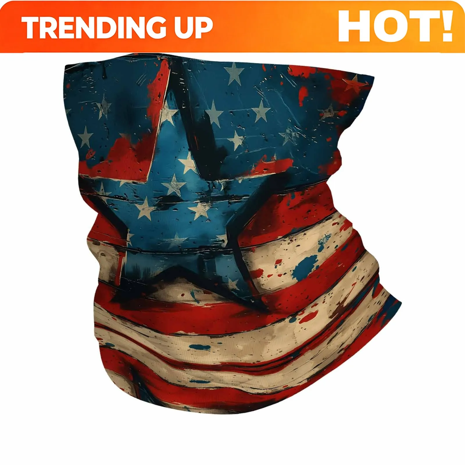 Customization American Flag, Abstract Art, Vintage Style Novel Design Multi Functional Print Scarf Suitable Outdoor Men Women