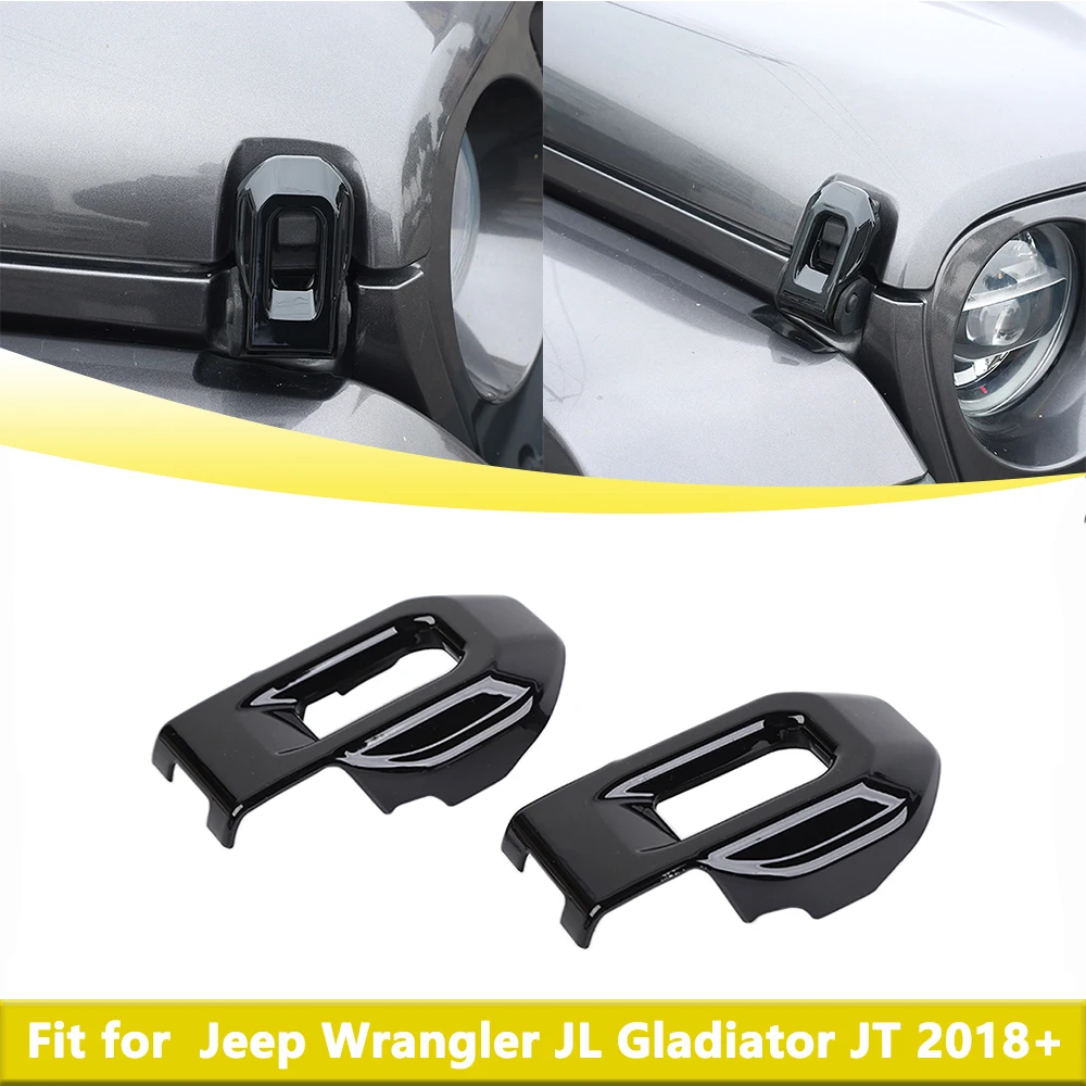 

Engine Hood Lock Catch Latches Decoration Cover Trim for Jeep Wrangler JL Gladiator JT 2018-2024 Black Car Exterior Accessories