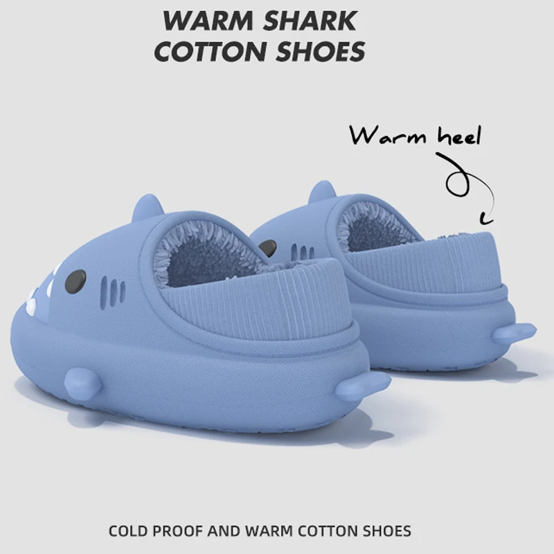 Pallene Fashion Fur Shark Slippers for Women Men Winter Plush Shark Slides For Home Outdoor Non-Slip Waterproof Warm Shark Shoes