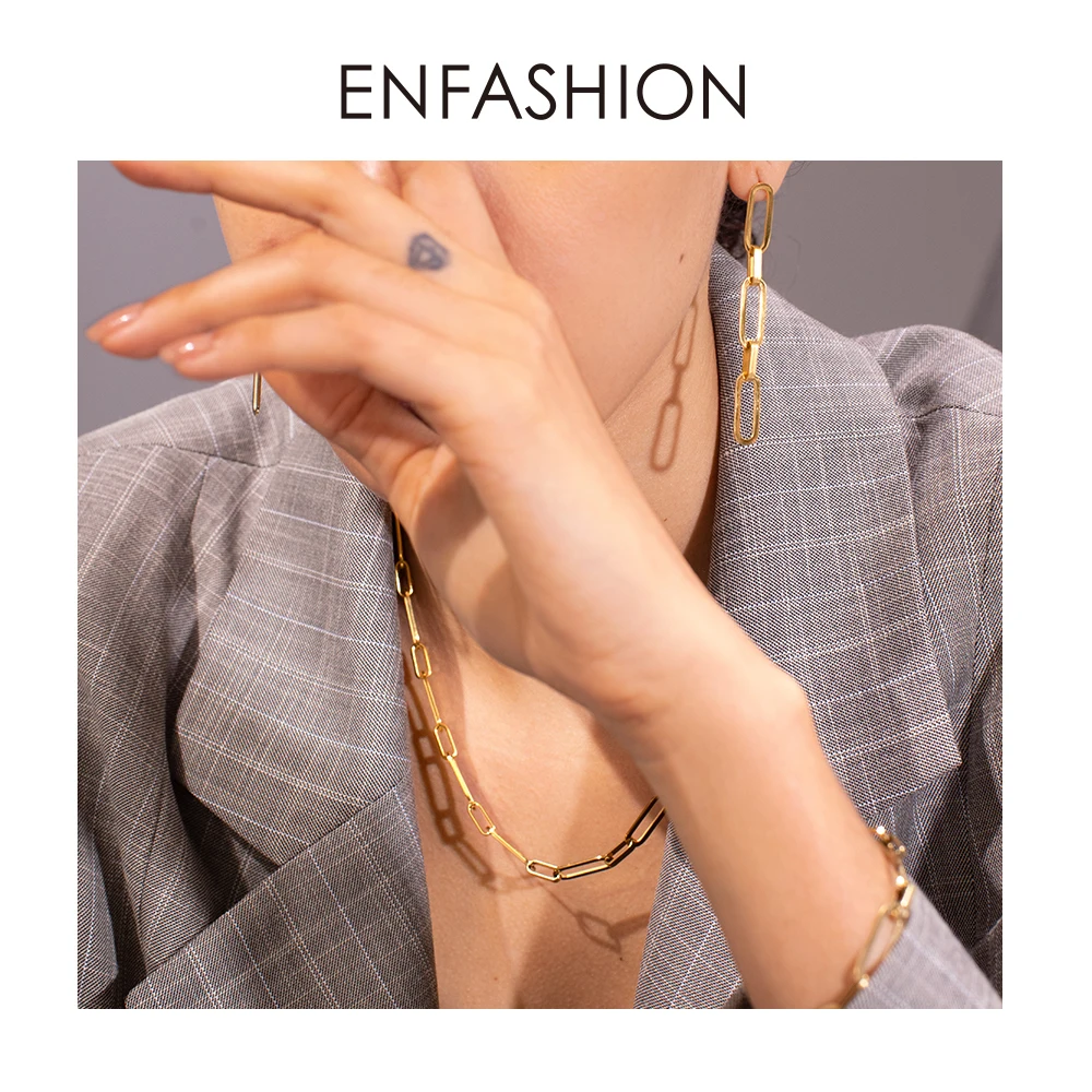 ENFASHION Punk Link Chain Choker Necklace Women Gold Color Stainless Steel Necklaces Femme Fashion Jewelry Friends Gifts P193039