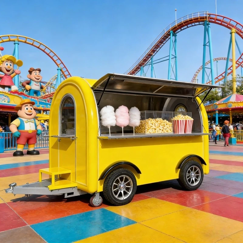 

Mini Round Mobile Coffee Van - Burgers Fries Ice Cream Street Catering Food Truck for Sale