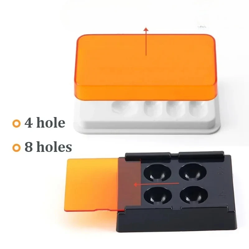 

4/8 Slots Resin Shade Light Storage Box Palette with Cover Dentist Veneer Box Mix Hood Case Shading Organizer Tool