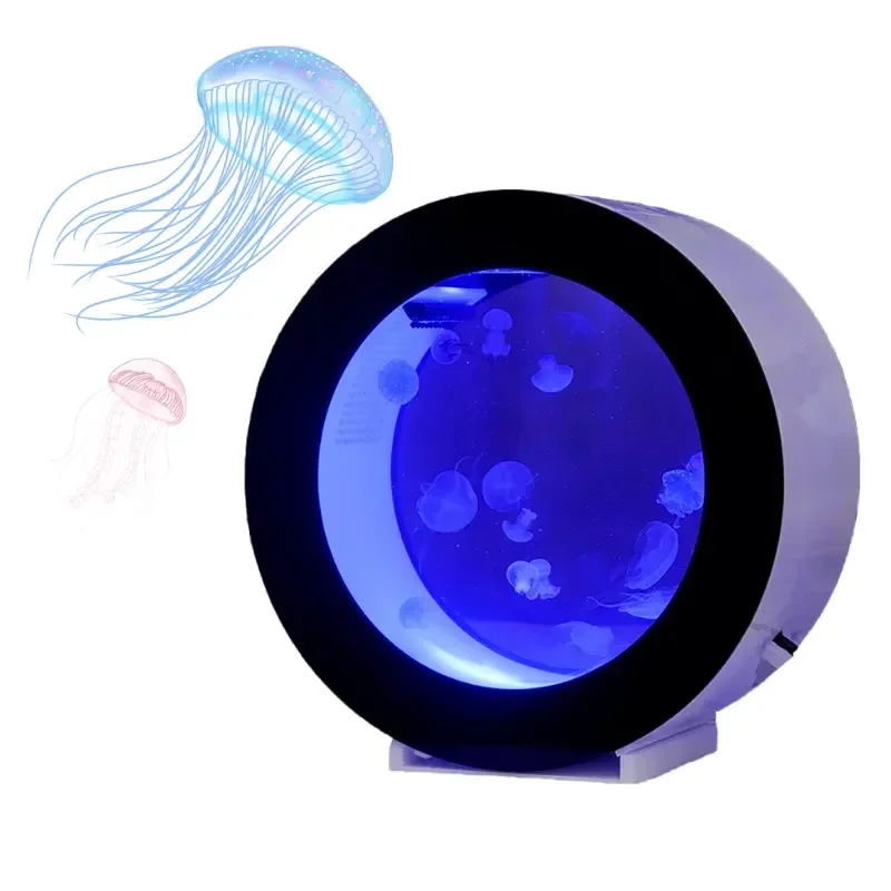 

Desktop White and Black Acrylic Jellyfish Tank 8L/18L/50L Small Aquarium Gift Round Aquarium Creative Fish Tank Aquari