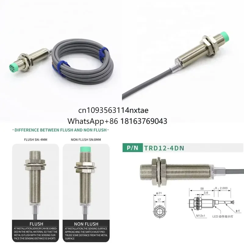 2026 Hot！ M12 Flush 4mm TRD12-4DN Inductive Proximity Sensor Module NPN/PNP Output metal bracket sensor