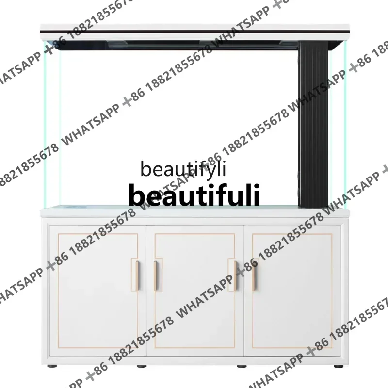 xxxzHigh-end ultra-white glass solid wood fish tank light luxury living room large bottom filter aquarium dragon fish tank