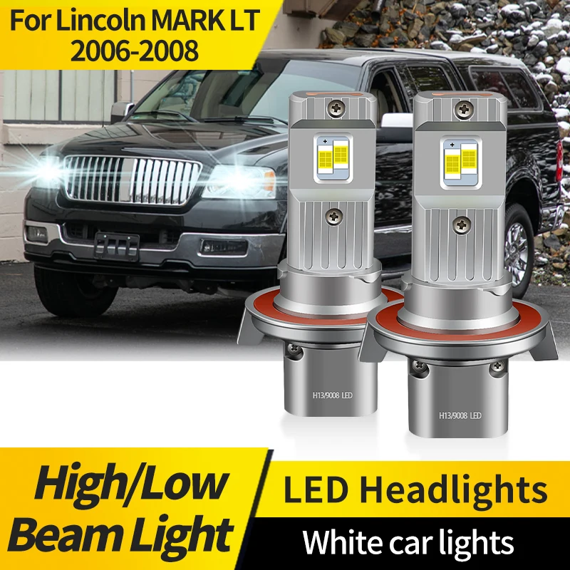 

2 шт. для Lincoln MARK LT 2006 2007 2008 Haedlight в сборе, светодиодная лампа дальнего/ближнего света, белая лампа высокой мощности, светодиодные чипы CSP, светодиодный светильник