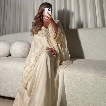 Customized Sequin Lace Applique Evening Dresses Modern Full Sleeves V-neck Prom Gown S Floor Length Party Dress فساتين مناسبة رس