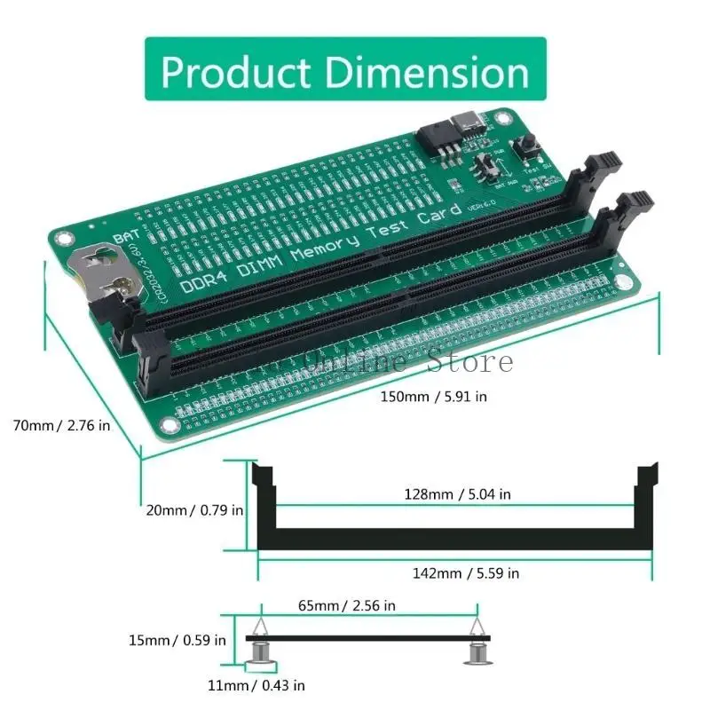 Geheugentester DDR4 DIMM Desktop Computer DDR4 -geheugentestkaart met korte vergrendelingen met LED -indicatoren voor desktop