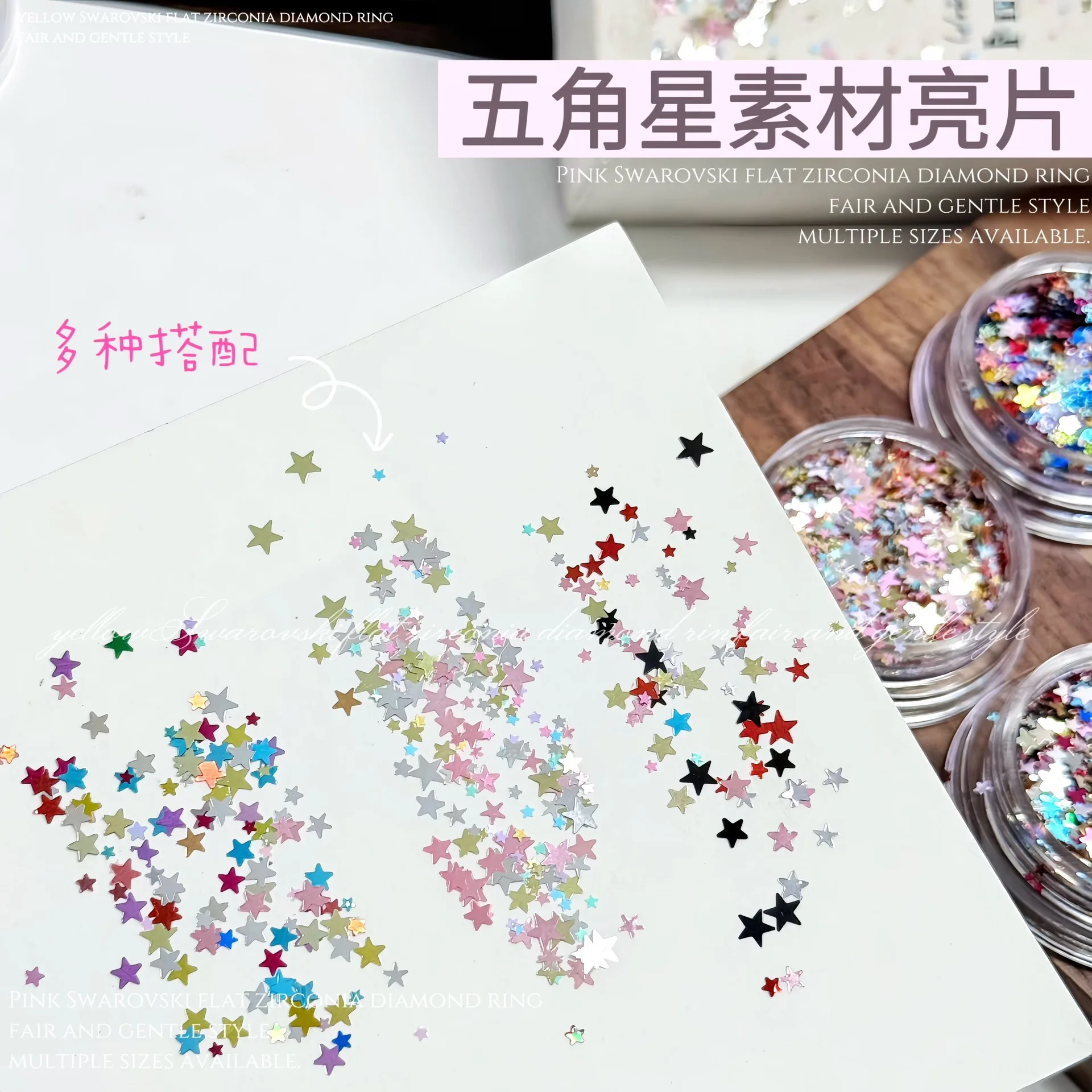 Mixed Color Pentagram Glitter Nail Accessories Macaron Sized Sweet Nail Glitter Accessories Decoration