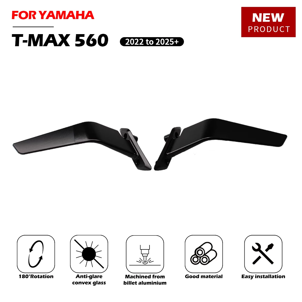 Espelhos Retrovisores Ajustáveis JTN TMAX 560 Stealth Winglets para Motocicleta Yamaha T-MAX 560 T MAX 2022-2026+