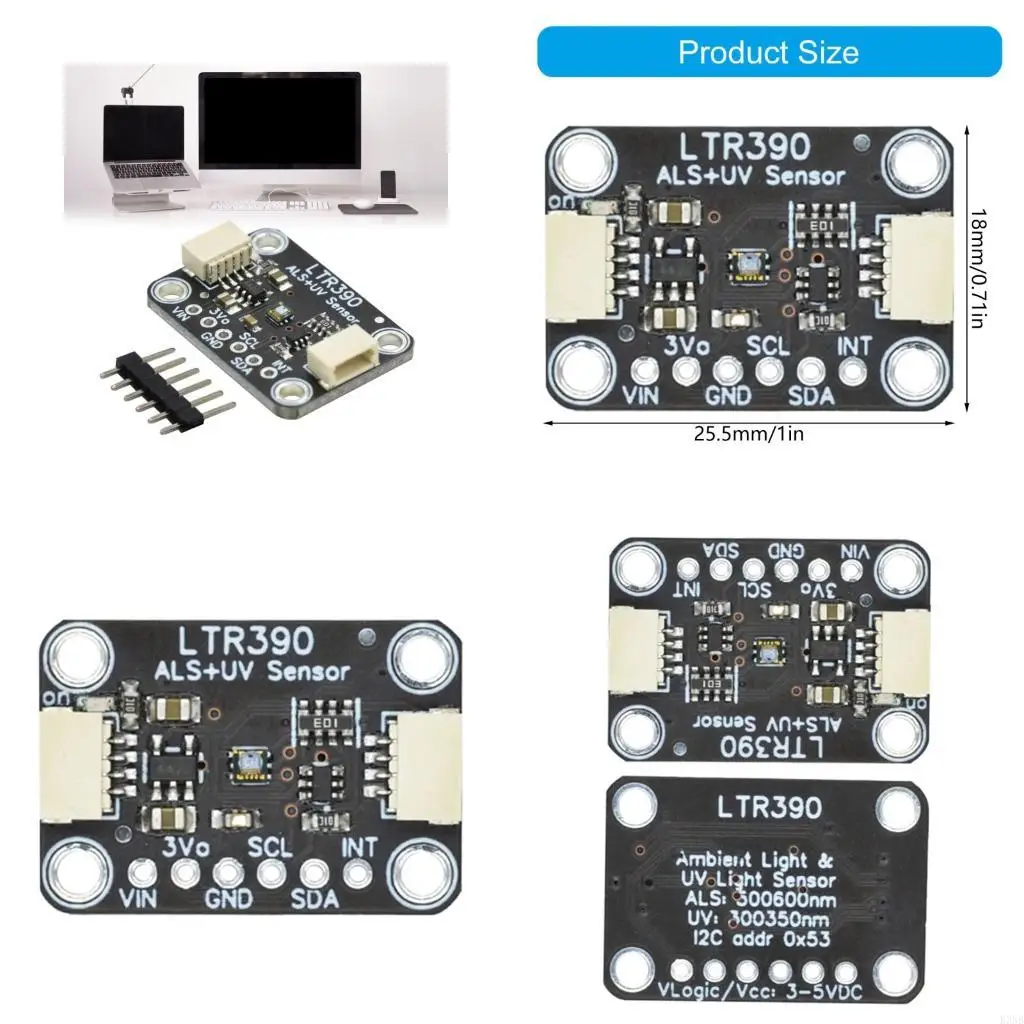 

K3NB LTR390 280 нм до 430 нм Сенсорная поддержка I2C UART 3.3V 5V для монитора обнаружения интенсивности света.