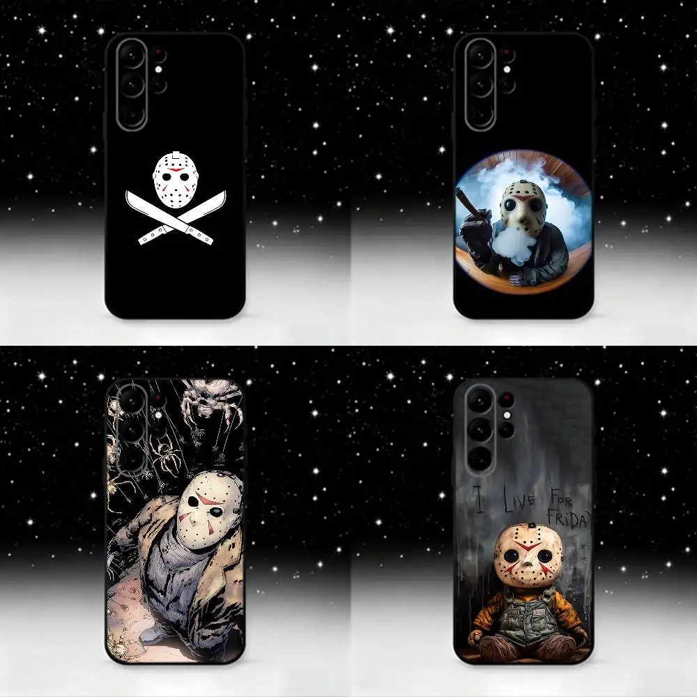 

Film Horror J-Jason Voorhees Phone Case For Samsung S25,S24 Ultra,S20,S30 plus,S22 plus,S23,S30 Ultra 5G Silicone Black Shell