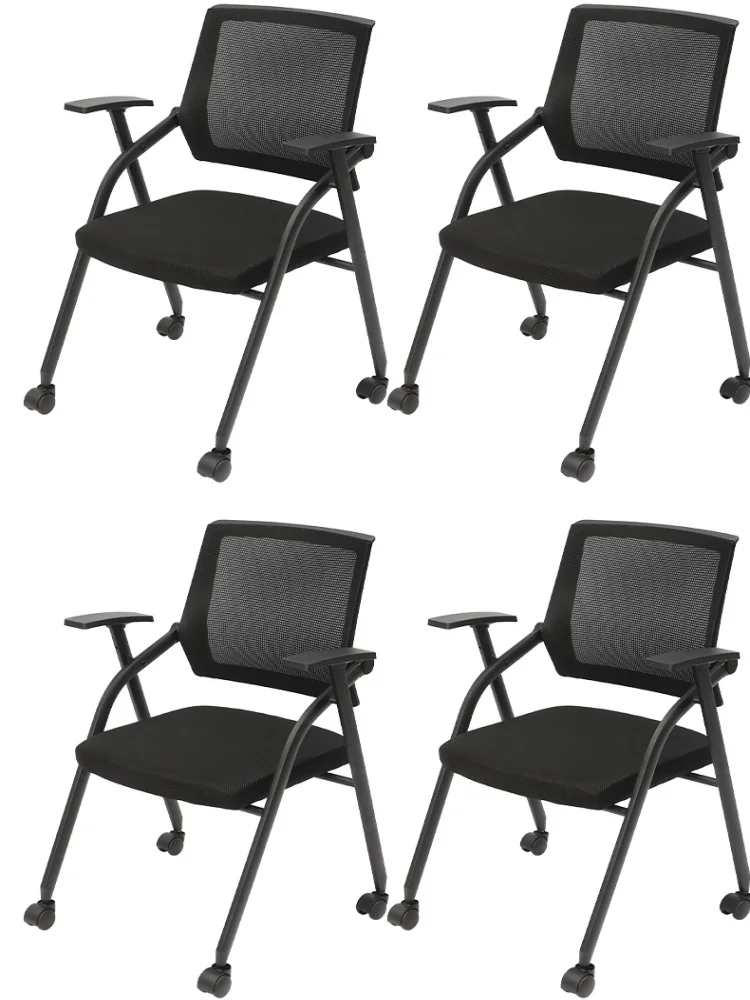 4 قطع كراسي مؤتمرات قابلة للطي للكتابة مع لوحة طاولة وكرسي مكتب الموظفين وكراسي غرفة الاجتماعات