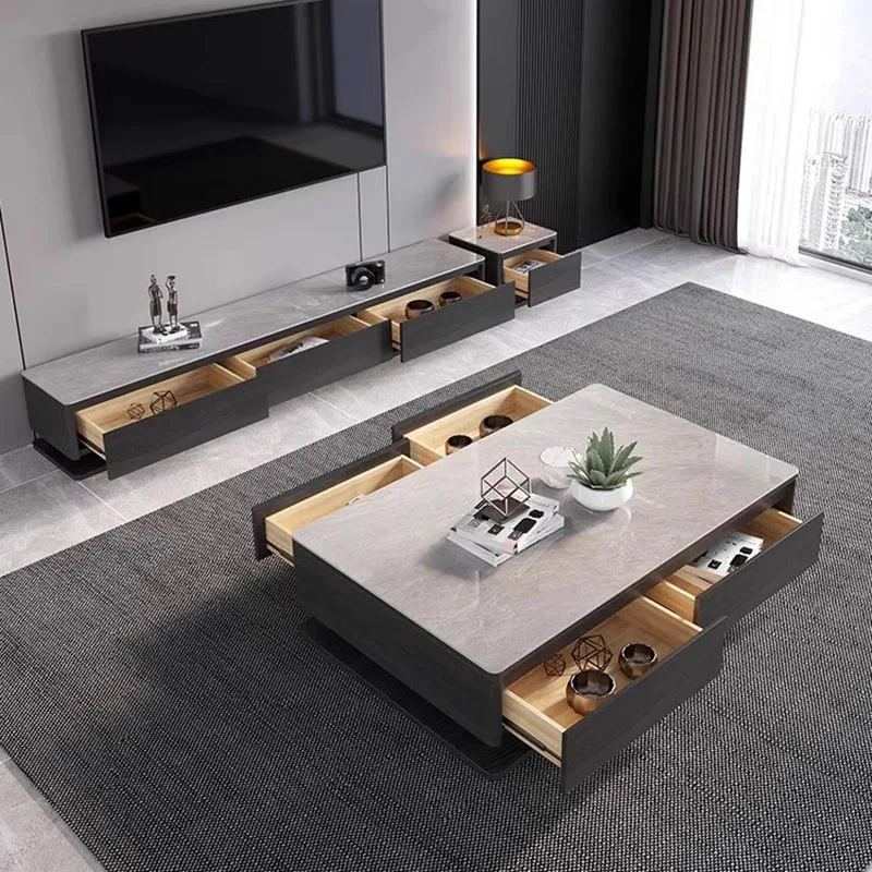 

Trendy Simple Coffee Table Storage Drawers Vintage Professional Room Decor Side Table Cute Large Size Meubles Room Decorations