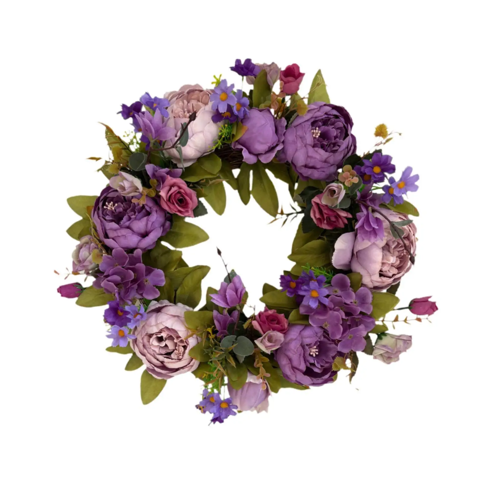 

Венок ручной работы из фиолетовых пионов, шелковый, для декора дверей весной и летом, украшение для входной двери, свадеб, вечеринок, дома