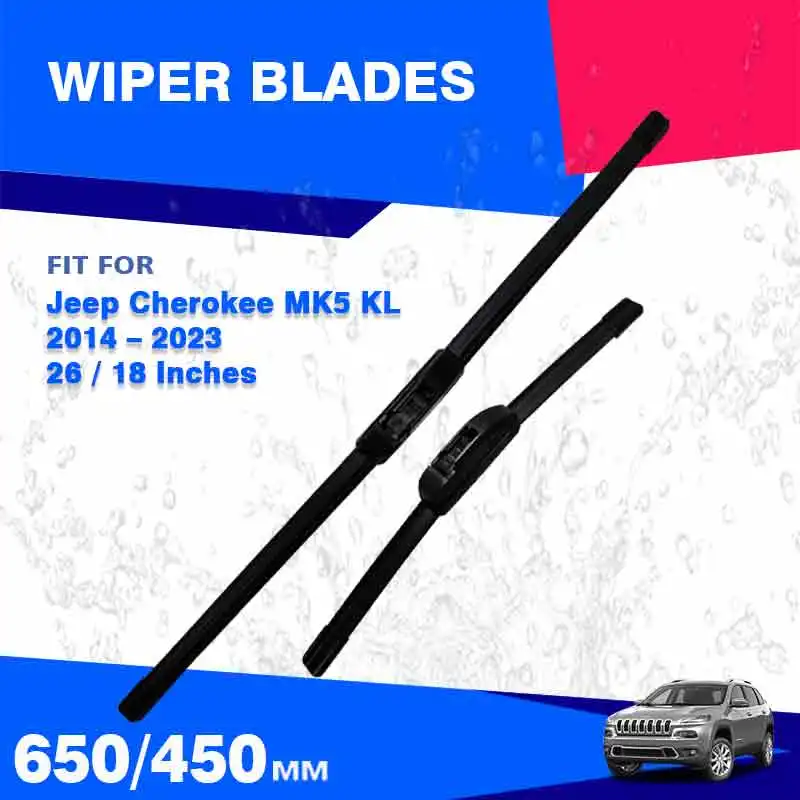 Front Wiper Blades Set For Jeep Cherokee KL MK5 2014 - 2023 Sport Overland Limited Trailhawk X Altitude Windscreen Accessories