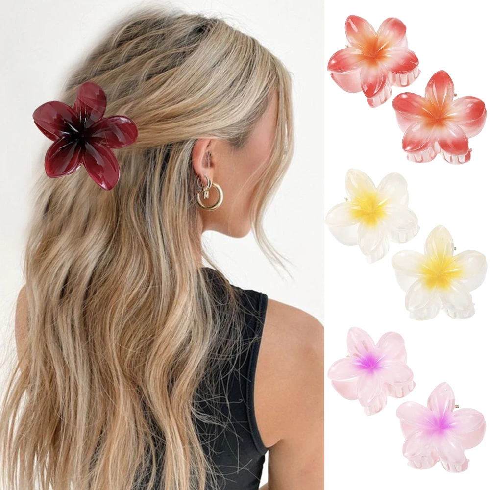 

Small Flower Hair Clip Claws Summer New Transparent Hairpin Claws For Women Girls Purple Sweet Ponytail Hair Claw Clip Headwear