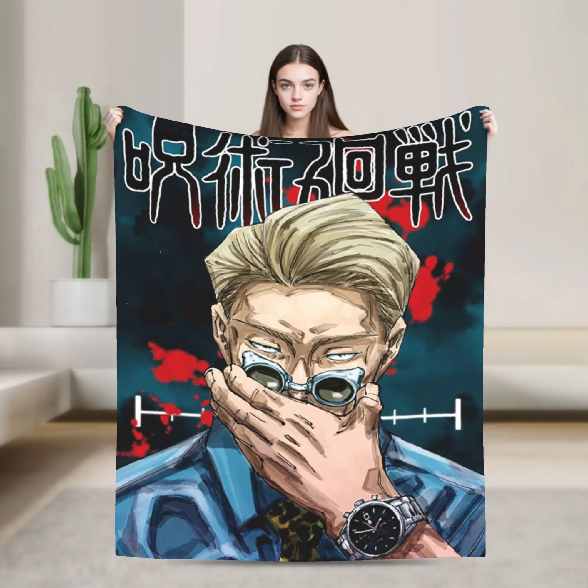 

Nanami Kento Jujutsu Kaisen Classic Blanket Gojo Satoru Sorcery Fight Flannel Funny Soft Throw Blanket for Coverlet Decoration