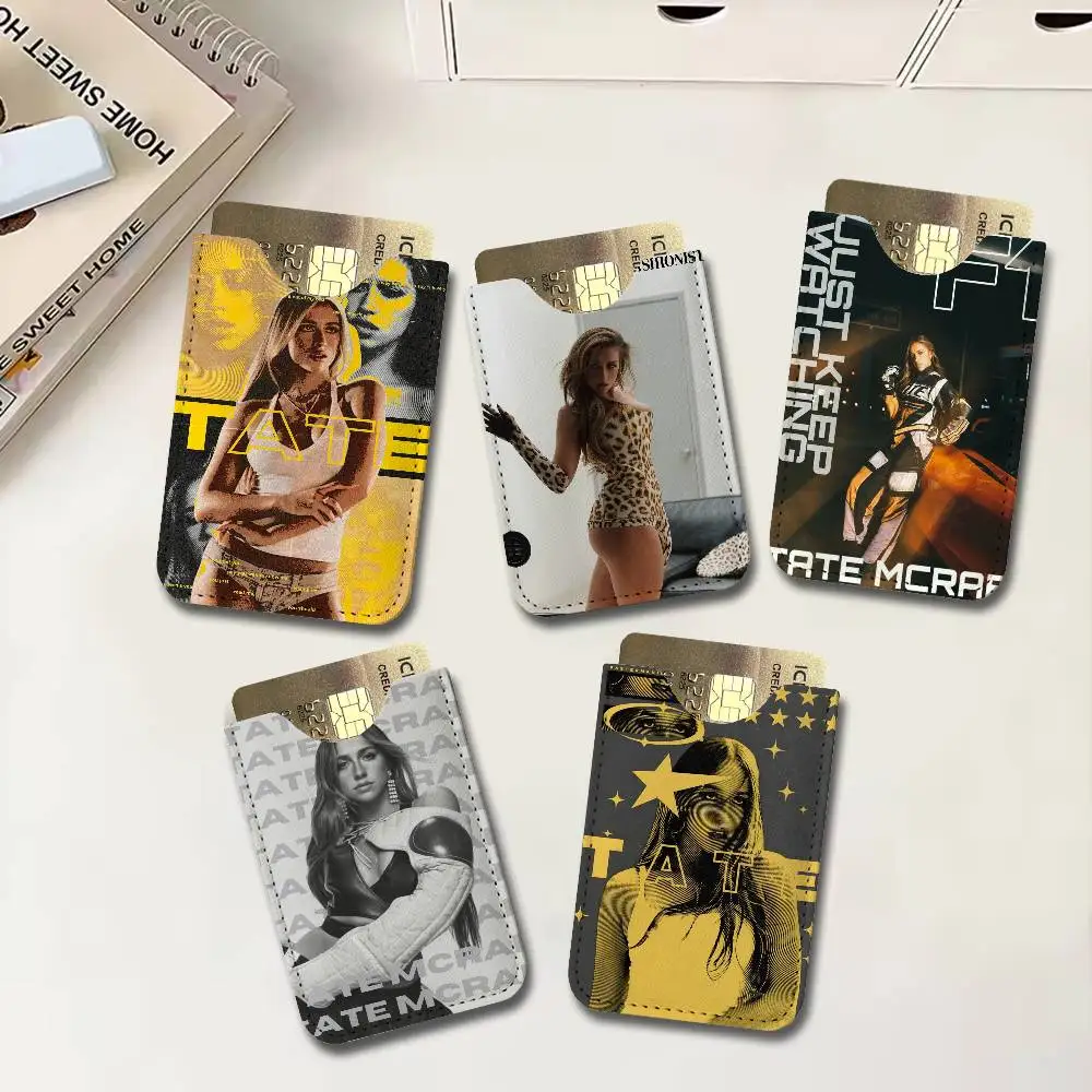 T-Tate M-McRaeS Singer Creative Printed with Leather Protective Case Business Portable Letter Pattern Leather Credit Bags