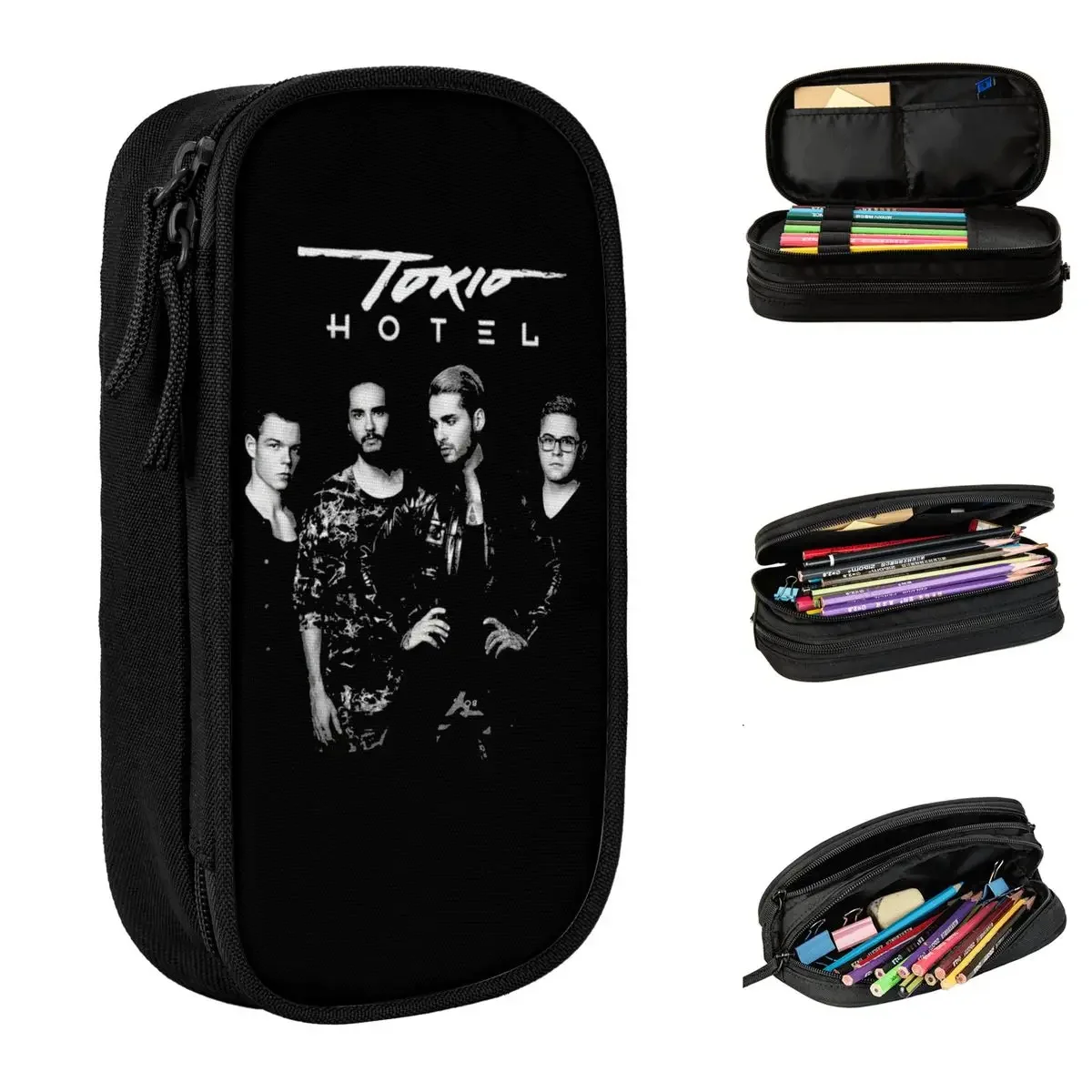 Tokio Hotel Rock Pencil Cases German Pen Box Bags for Student Large Storage School Supplies Gift Pencil Pouch