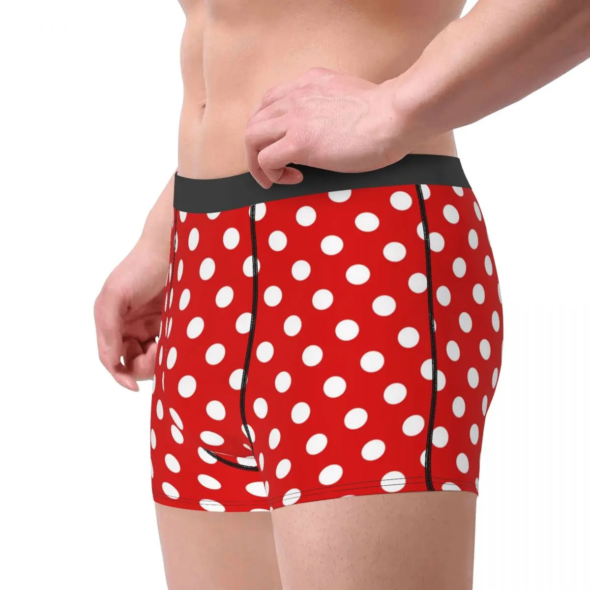 Men's Red Polka Dot Underwear Cute Hot Boxer Briefs Shorts Panties Homme Breathable Underpants S-XXL