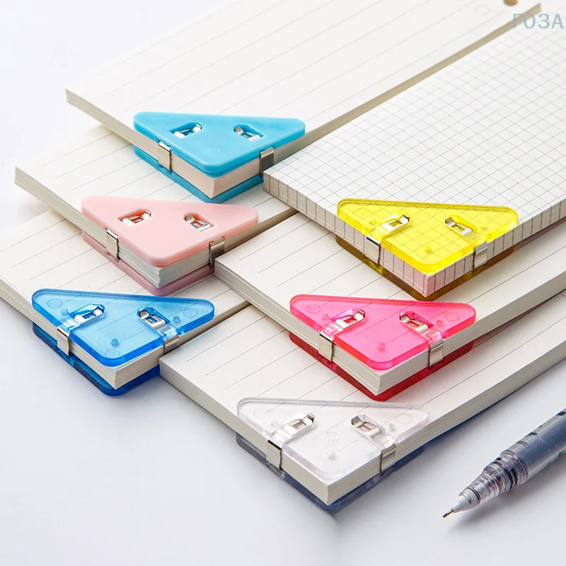 10pcs File Triangle Corner Clip Transparent Book Corner Clip Page Holder Paper Clip File Index Photo Clamp School Desk Organizer