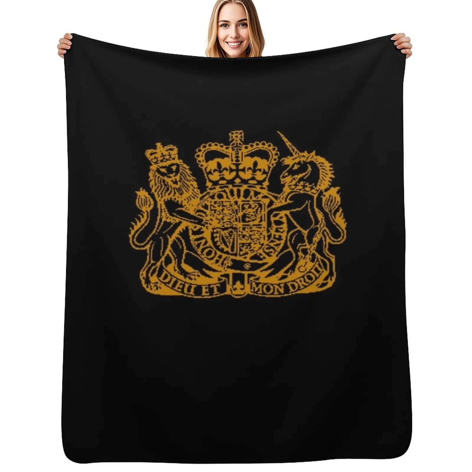 

Elizabeth II Royal Coat of Arms Emblem Throw Blanket Decorative Sofa Warm Bed Fashionable warm winter Blanket