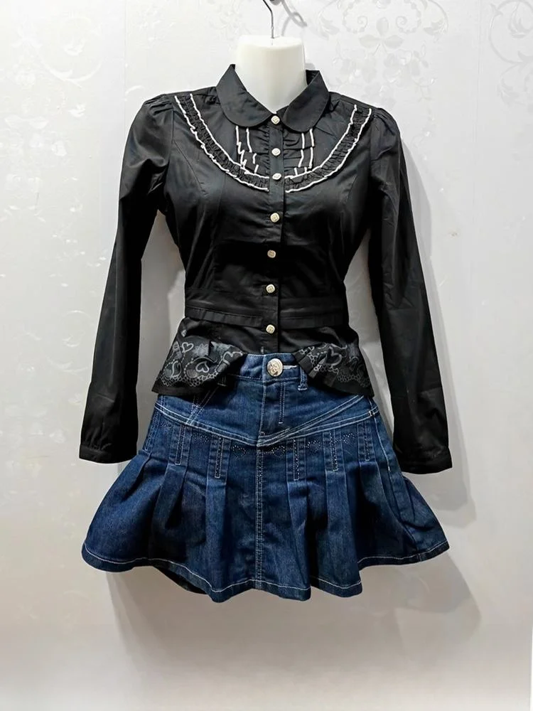 Camiseta de Algodón Puro para Mujer Aylen, Manga Larga, Estilo Suéter, Vestido Corto, Conjunto de Dos Piezas con Efecto de Fa...