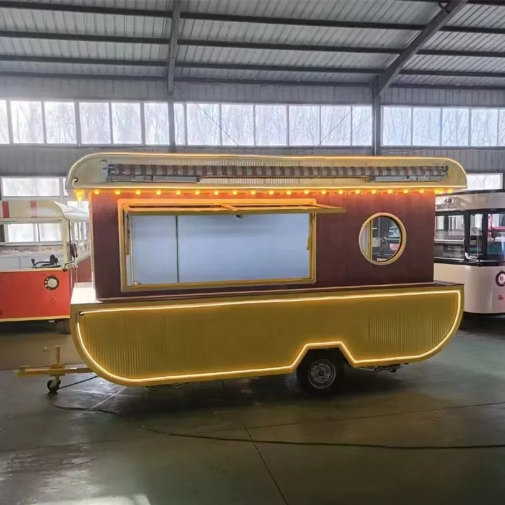 

Concession Trailer Food Truck Fully Equipped with Grill Fryer Refrigerator DOT CE Approved Stainless Steel Mobile Kitchen