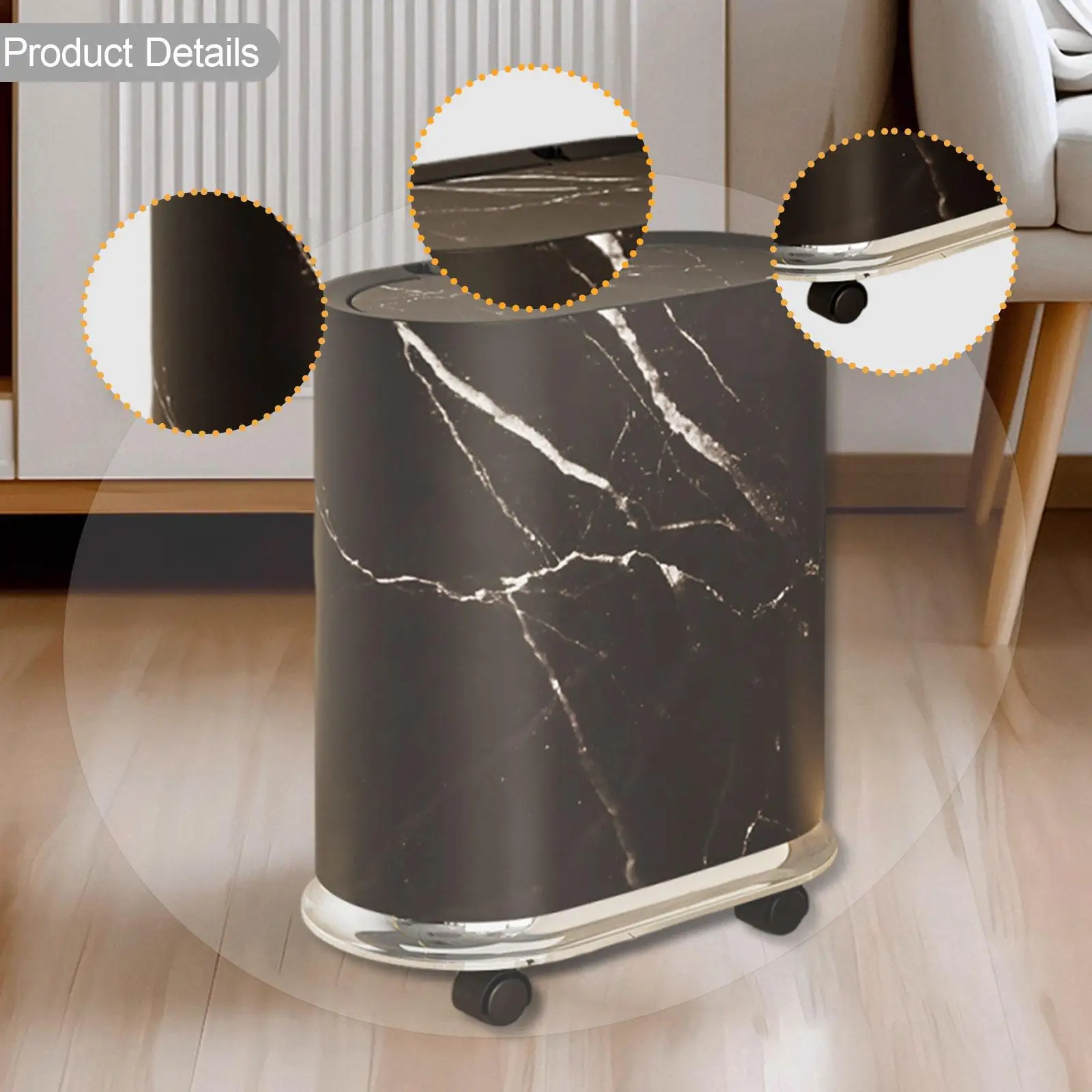 Trash Bin with Removable Wheels Trash Can Removable Inner Bucket Practical