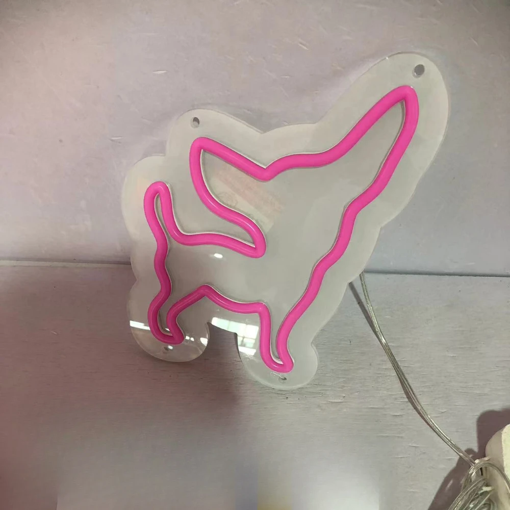 Cute Dog Neon Sign Kid Cartoon Bedroom Pet Shop Transparent Acrylic Backboard Decor Wall for Birthday Gift LED Neon Light