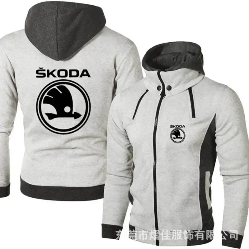 

2023 New SKODA Men's Clothing Sweatshirt Casual Male Jacket Fleece Warm Hoodies Quality SportWear Harajuku Outwear