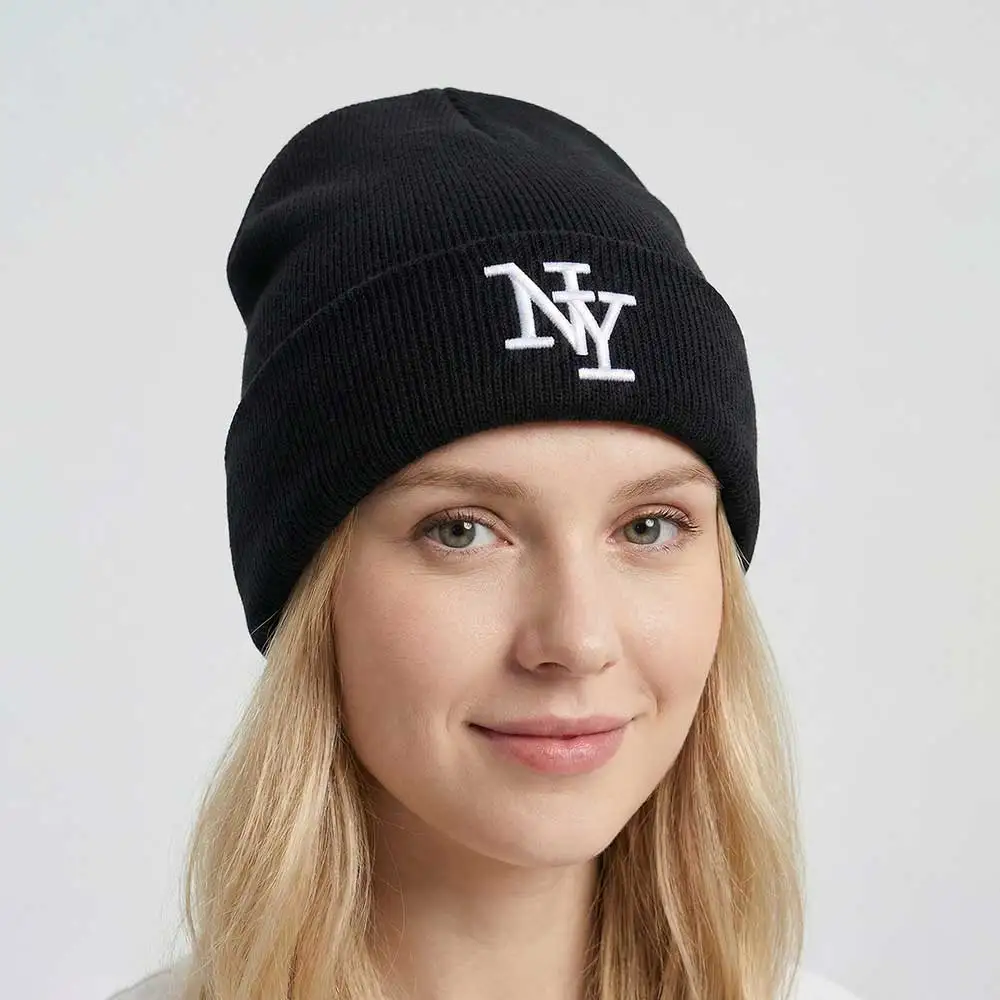 1 SZT. Haftowana czapka NY, modna, ciepła, dzianinowa, odpowiednia zarówno dla mężczyzn, jak i kobiet, idealna do codziennych stylizacji, perfekcyjny prezent.