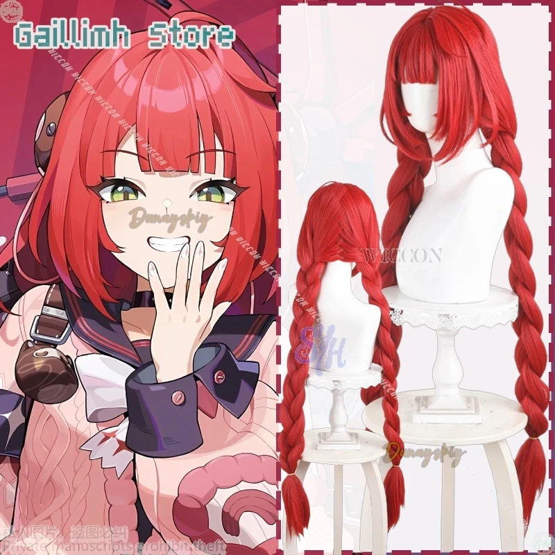 

Ukinami Yuzuha Cosplay Game Zenless Zone Zero Anime Costume Red Kawaii Double Pony Wig Jirai Kei Girls Red Wigs Halloween Cos