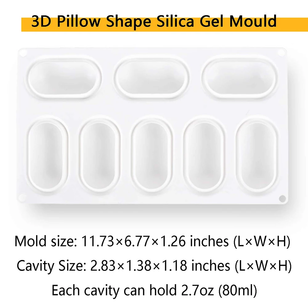 8-Cavity Non-Stick Silicone Mold, Pillow Shape Dessert Mould For, Mousse Cake, Pastry, Jelly, Cheesecake, Baking Accessories