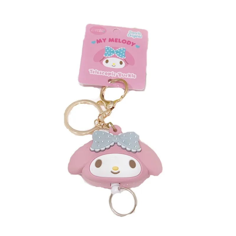 Sanrio Kuromi Hello Kitty Keychain Kawaii Cartoon Three-dimensional Head Shape Easy-pull Buckle Adjustable Key Chain Pendant