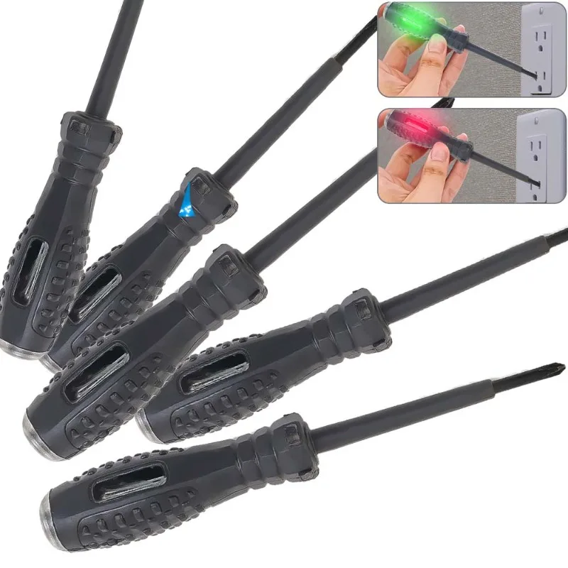 

100-250V Voltage Tester Pen AC/DC Induction Power Detector Screwdriver Test Pencil Red/Green Indicator Electricians Tester Tools