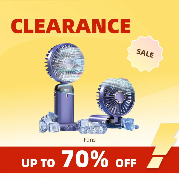 Clearance_USB Handheld Mini Fan Foldable Portable Neck Hanging Fans 5 Speed Rechargeable Fan with Phone Stand and Display Screen