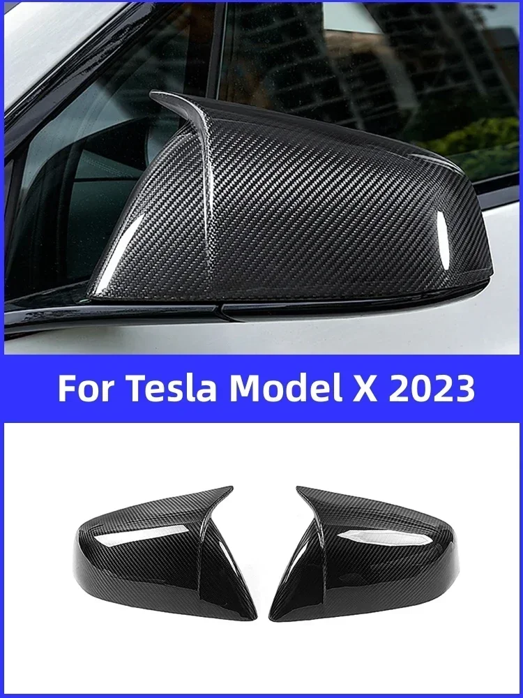 

For Tesla Model X 2023 Car Side Rear View Mirror Cap Cover Rear Carbon Fiber Side Mirror Case Shell Car Exterior Accessories