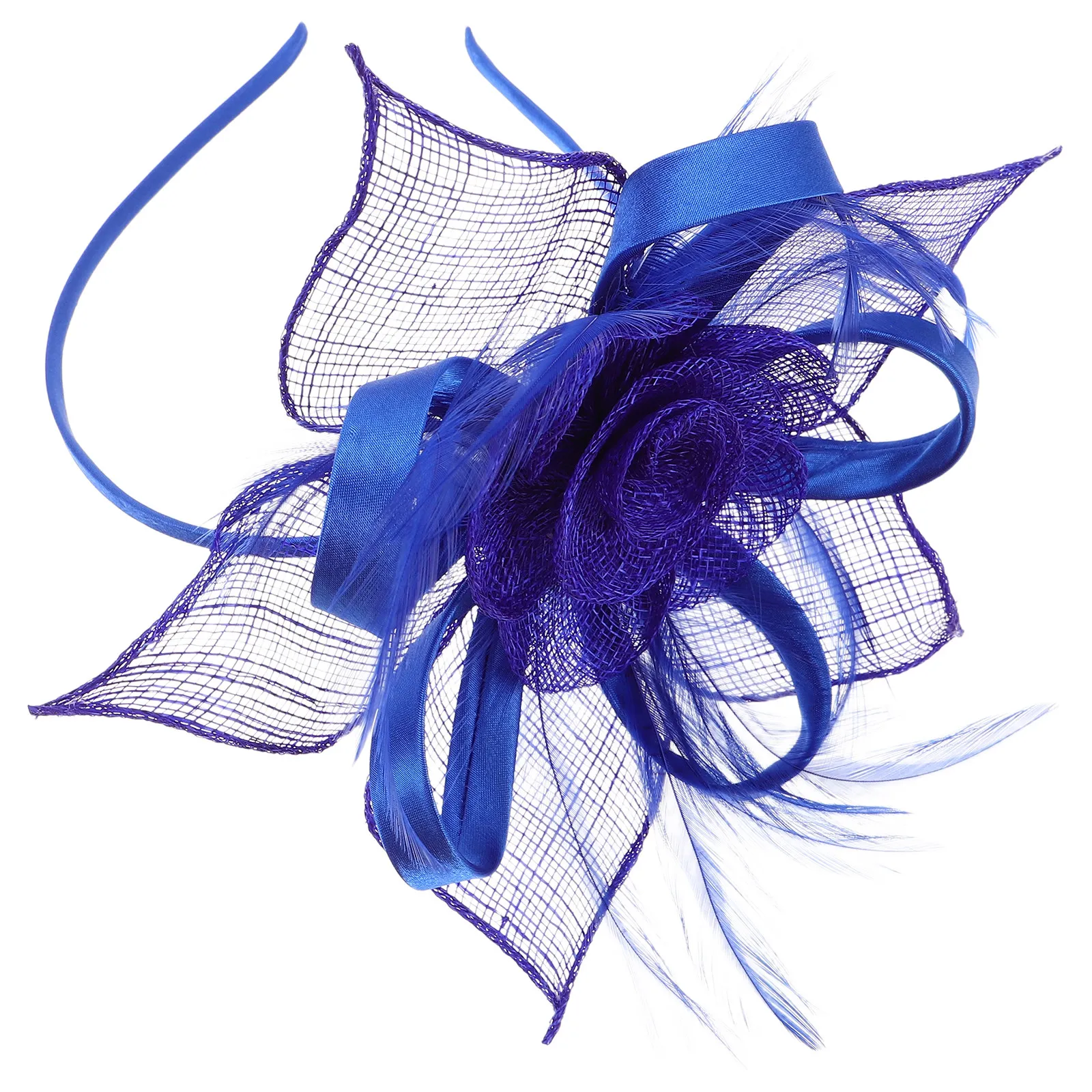 Vintage Boho Fairy Headdress for Women Blue Organza Fascinator Hat Tea Party Wedding Bride Banquet Carnival Festival Victorian