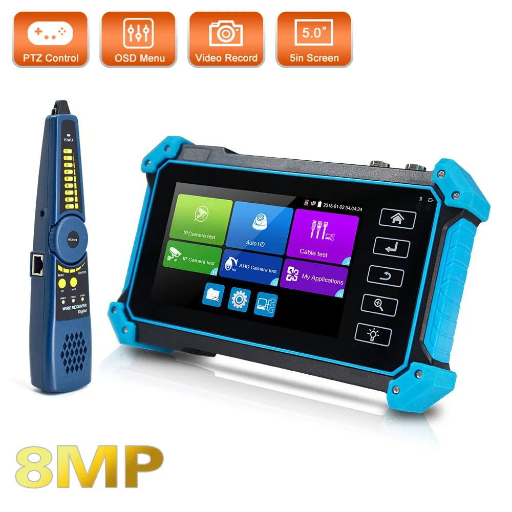 Pegatah IPC5200 4K IP CCTV Tester 8MP AHD CVI TVI SDI Analog Camera Testing H.265 Portable CCTV Monitor with HDMI VGA In/output