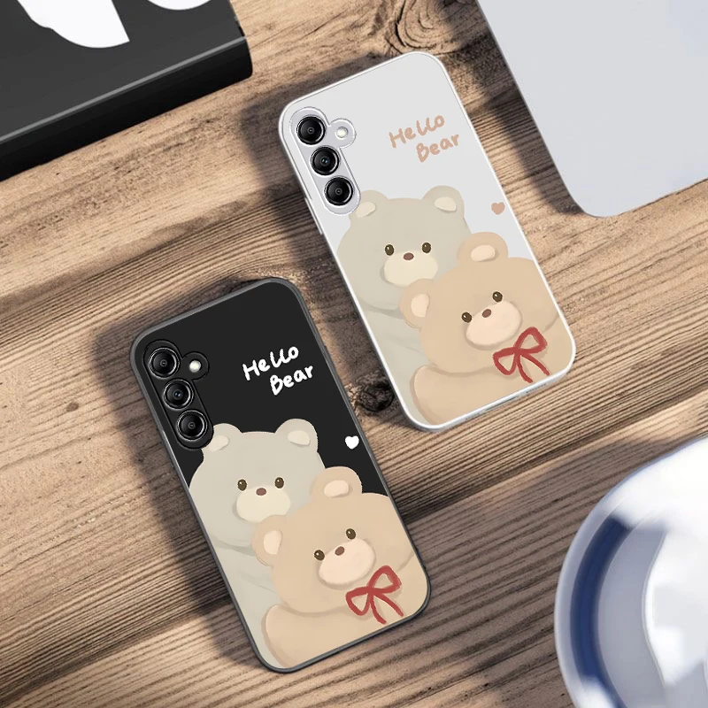 Graffiti Bear Pink For Samsung Galaxy A14 4G 20 30 52 20S 21S 22 A32 33 34 42 50 51 53 54 70 71 72 73 5G Glass Phone Case