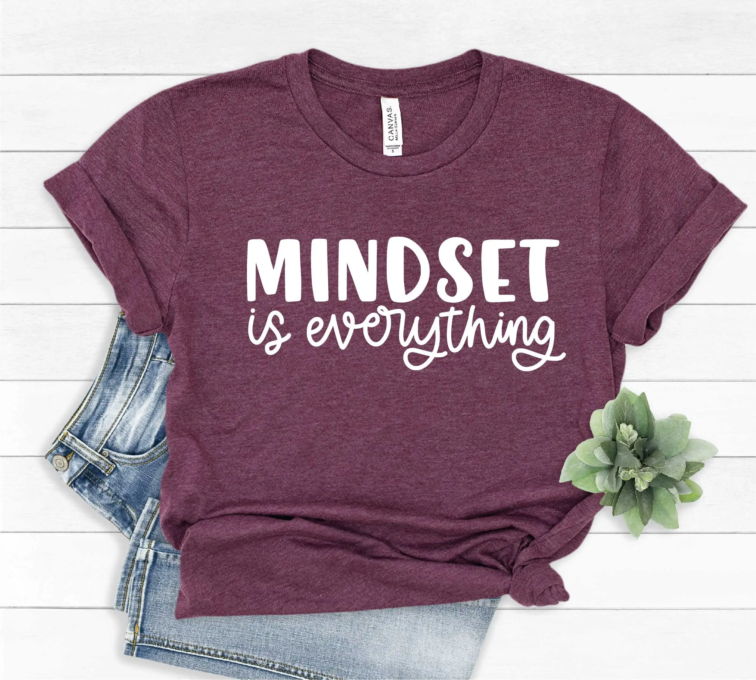 Mindset Is Everything T Shirt Inspirational Workout Gym Mental Health Positive Thinking Motivational