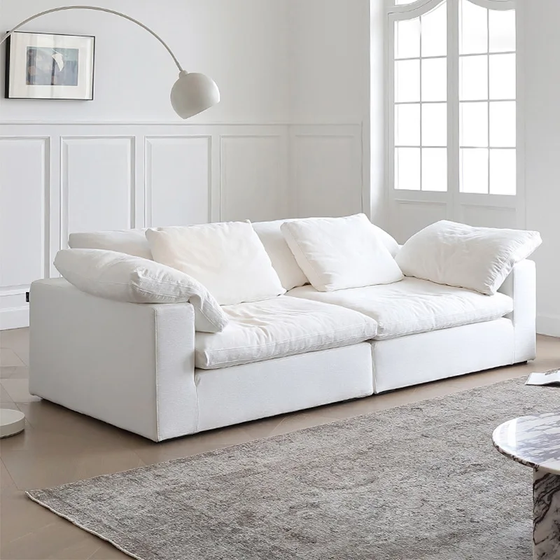 

Cloud sofa designer cream wabi sand wind down module linen fabric sofa combination