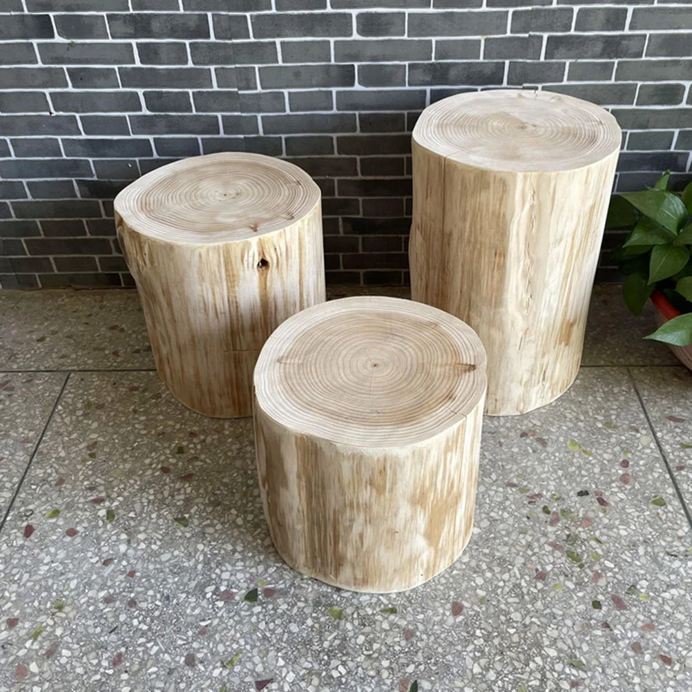 Solid Wood Stool Small Stepping Stools Outdoor Wooden Tree Stump for Sitting Classroom