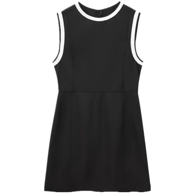 Jesień Zima Nowa Kolekcja Damska Moda Kolor Blokowy Jedwabny Satynowy Wygląd Wyszczuplający Uniwersalny Do Pracy Okrągły Dekolt